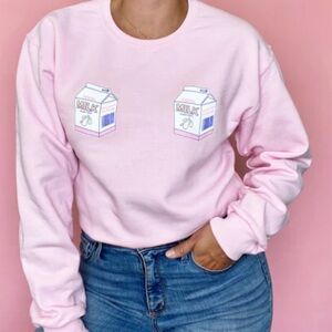The Little Milk Bar Pink Milk Carton Women’s Crewneck Sweatshirt XL